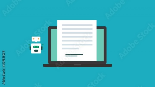 Language learning model artificial intelligence, Ai writing text content 2d animation with alpha matte