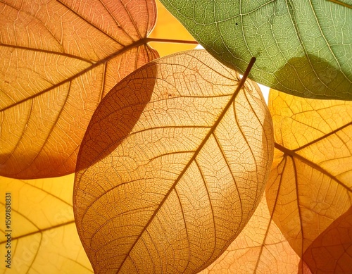 Colorful autumn leaves close-up