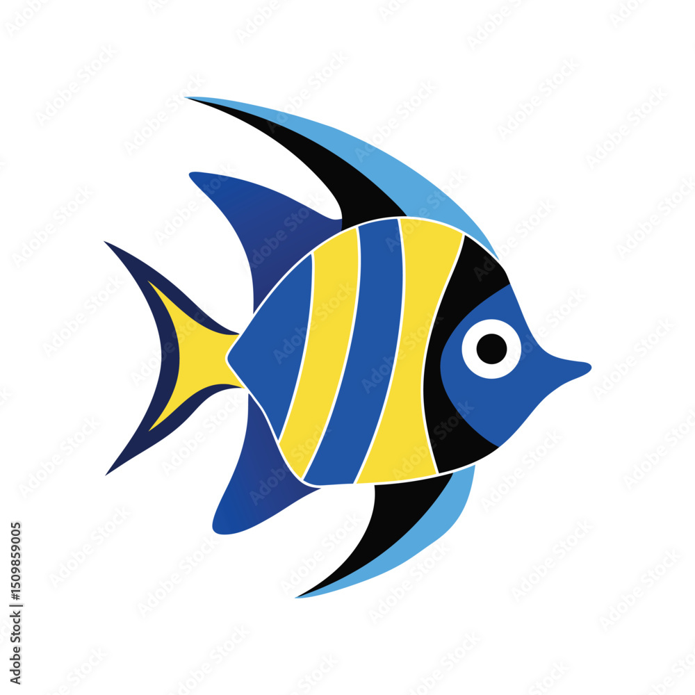 Naklejka premium Colorful angel fish vector art illlustration