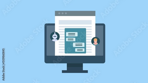 Website chatbot answering user enquiry, Ai chat bot for website 2d animation with alpha matte