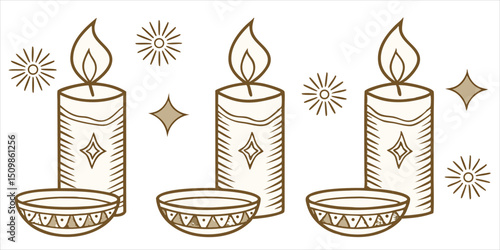 Illustration candlelight, holiday festive decoration, vector design
