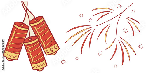 Celebration cracker illustration, festive firework design

