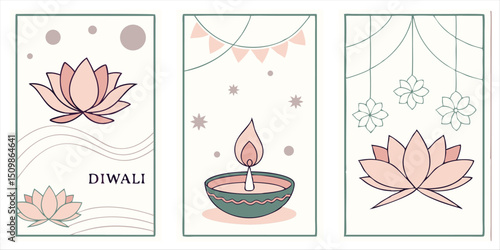Lotus celebration illustration set, greeting occasion design
