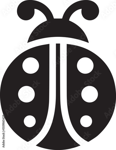 Minimalist Ladybug Silhouette Vector with Eight White Spots – Insect Illustration