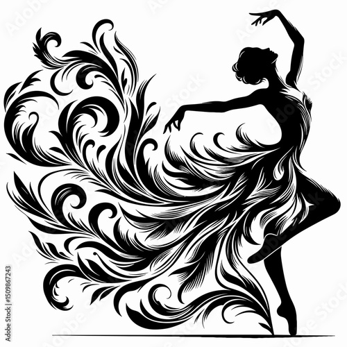 Female dancer with swirling dress