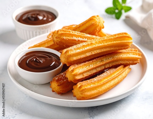 Crispy churros with chocolate dipping sauce