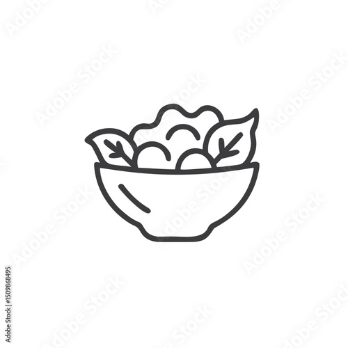 Salad Bowl Icon for Healthy Eating Apps, Diet Websites, Nutrition Blogs, Restaurant Menus, Vegetarian Food Marketing and Wellness Program Graphics