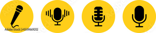 Microphone Icons set. variant microphone icon. Karaoke mic. Podcast microphone isolated on color full background. web and mobile icons. vector illustration.