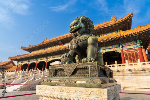 Bronze Lion at the Forbidden City in Beijing