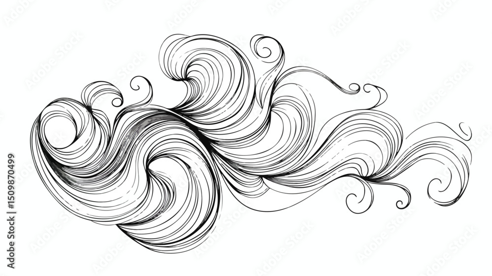 Fototapeta premium Abstract Curly Line Icon: Hand-drawn Decorative Element for Design Projects, Websites, and Branding 