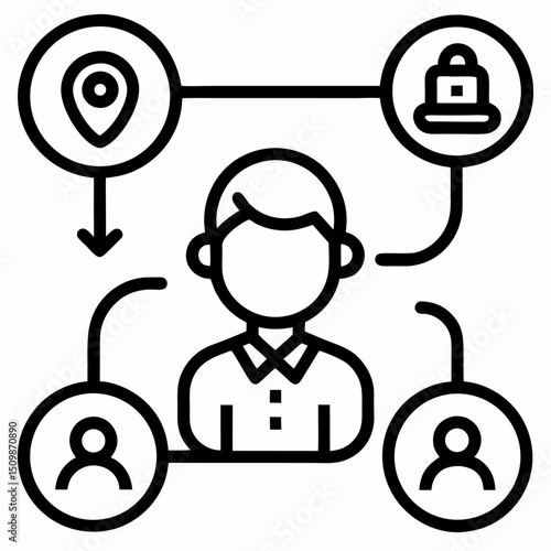 Customer journey outline icon on white background
