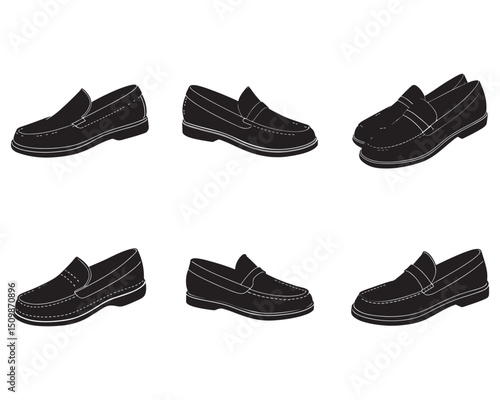 slip on loafer shoe design silhouette vector illustration