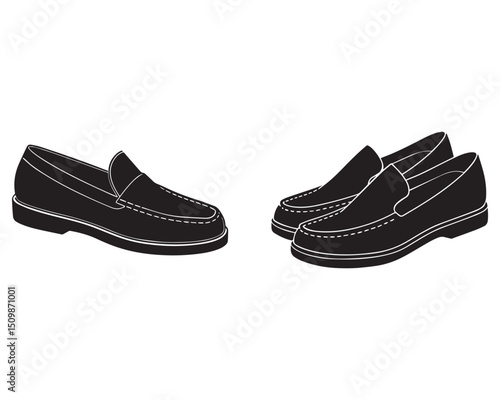 slip on loafer shoe design silhouette vector illustration