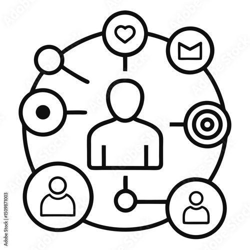 Social media campaign outline icon on white background