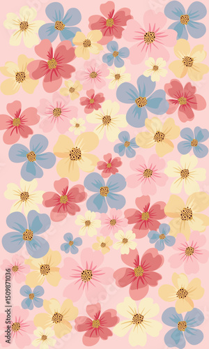 imagen vertical con fondo de flores con tonos pastel