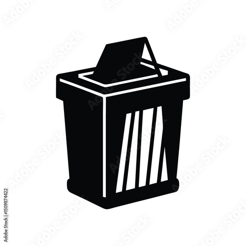 A silhouette paper shredder vector art illustration