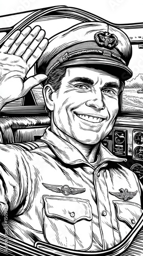 Smiling pilot illustration