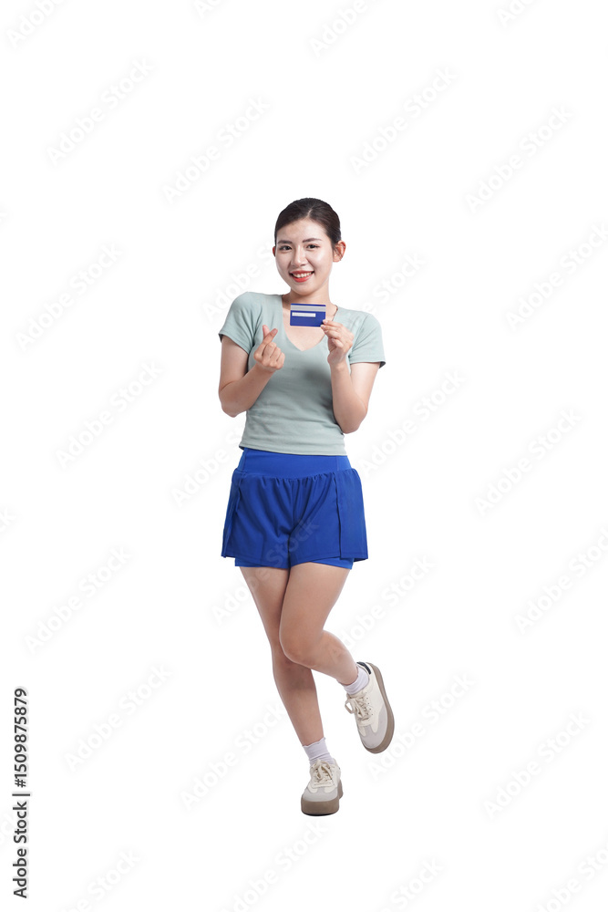 Image of young Asian girl wearing sportswear posing on white background Image of young Asian girl wearing sportswear posing on white background
