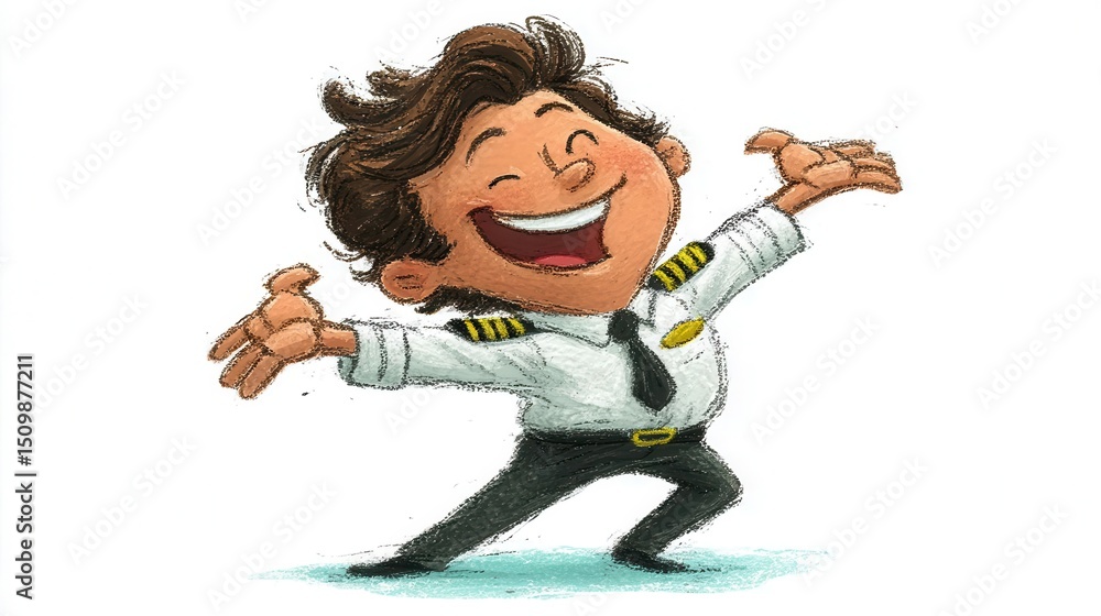 Naklejka premium Happy boy pilot illustration