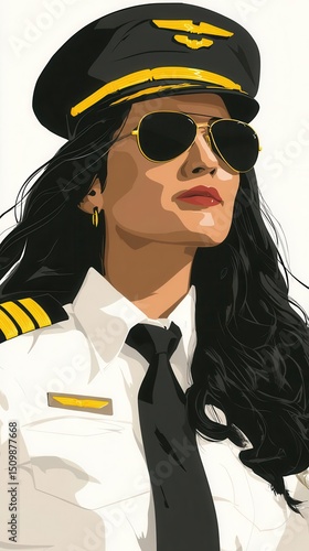 Female pilot illustration portrait