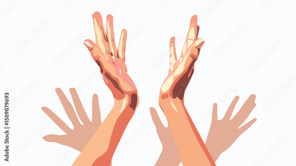 Obraz premium Elegant Woman's Hands: Flat Vector Illustration, Isolated on White Background, Perfect for Design 