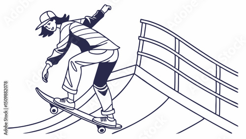 Skateboarder on Ramp – Urban Action Sports Sketch