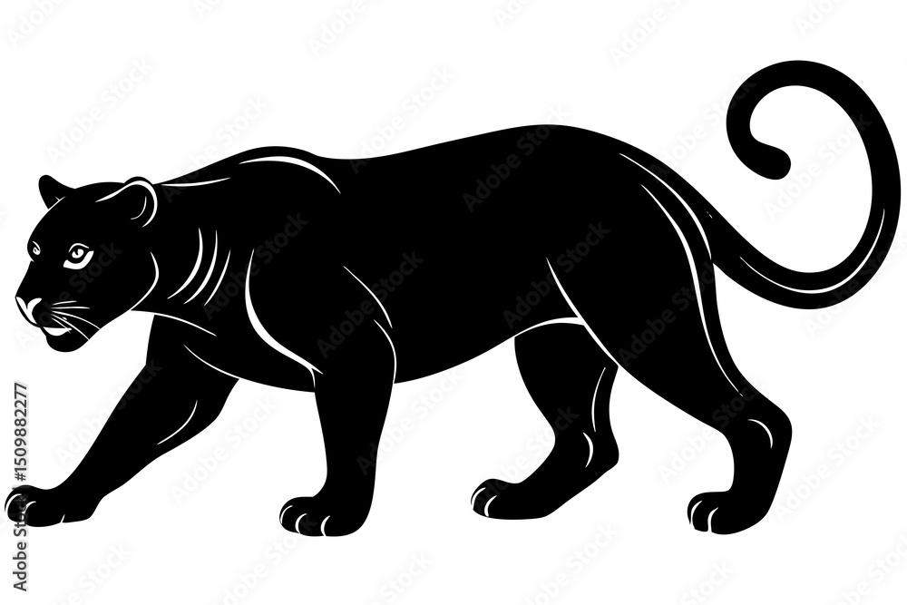 Obraz premium Panther Silhouette – Wild Cat Illustration