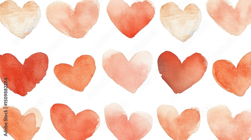 Obraz premium A pattern of various shades of heart shapes.
