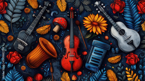 Vector hand drawn doodle art template of music theme.jpeg