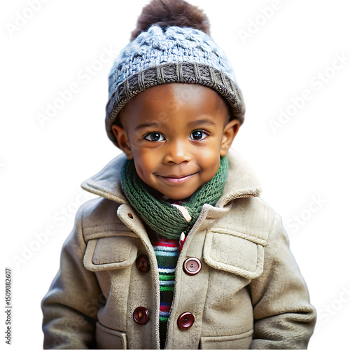 Smiling Toddler in Winter Clothing: Portrait of a Young Child