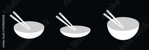 bowl and chopsticks icon. Cartoon style bowl and chopsticks icon.