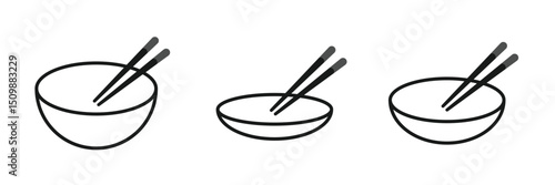 Soup Bowl with chopsticks outline icon. linear style sign for mobile concept and web design . pair chopsticks line icon