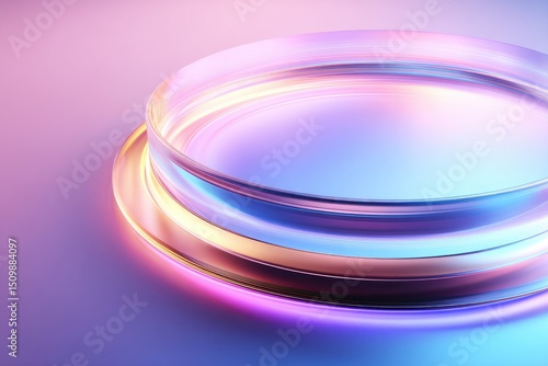 Multi-layered, vibrant circular display platform.