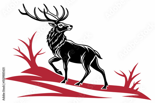 Stag in Black: Bold Vector Statement