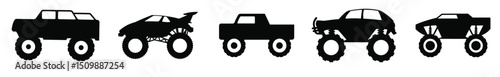 car monster truck collections isolated vector silhouette