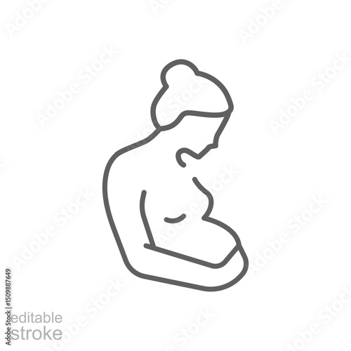 Pregnancy icon. Simple outline style. Pregnant woman, maternal, lady, fertility, mom, baby, mother, gynecology, health concept. Thin line symbol. Editable stroke