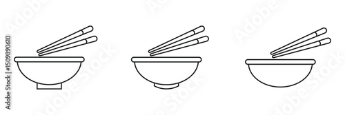 Soup Bowl with chopsticks outline icon. linear style sign for mobile concept and web design . pair chopsticks line icon