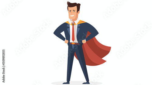 Super Manager: Flat Vector Illustration of a Confident Business Leader, Isolated on White Background