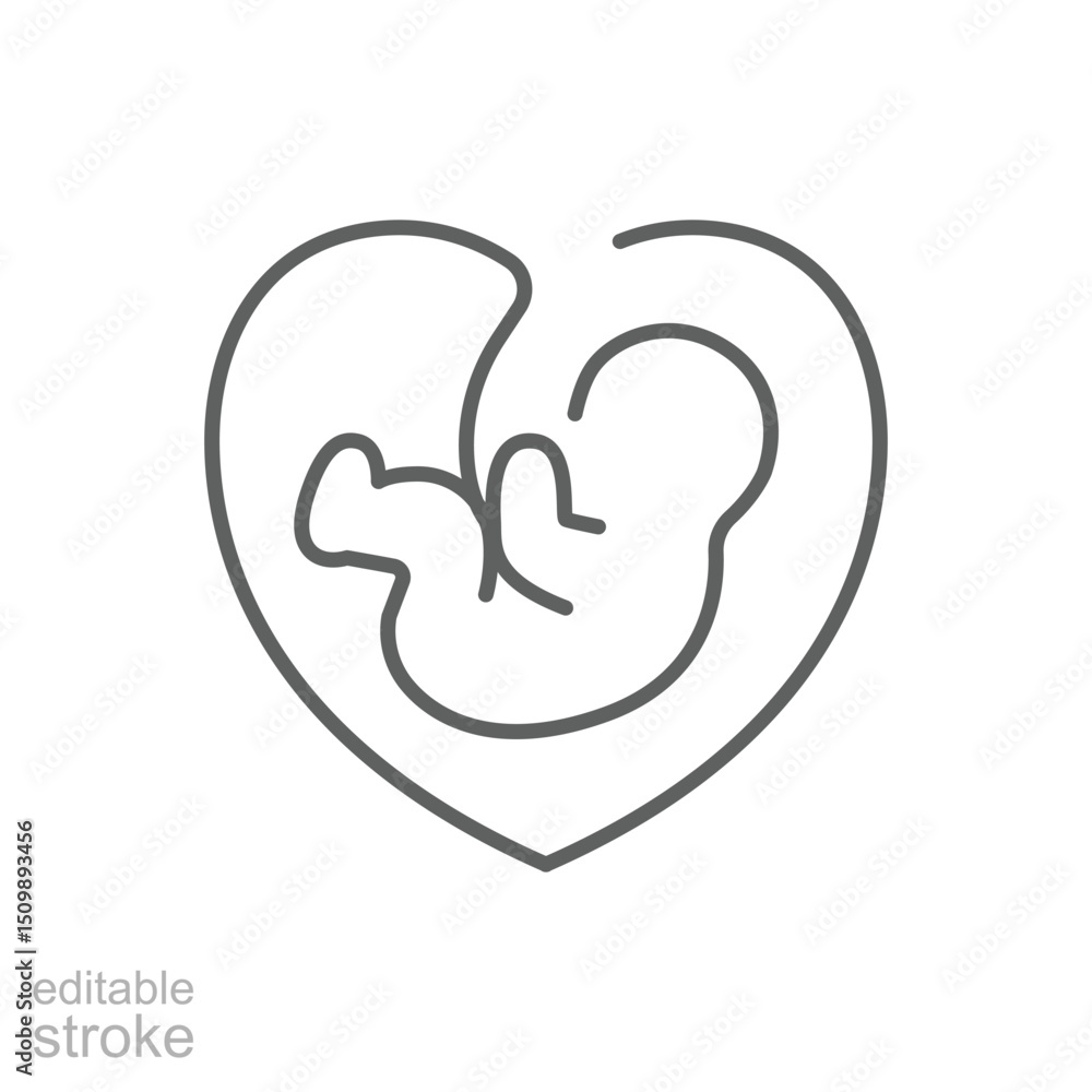 Pregnant line icon. Baby born, fetus symbol. Gynecology clinic logo, design element for hospital site. Pregnant line icon. Baby born, fetus symbol. Gynecology clinic logo, design element for hospital site.