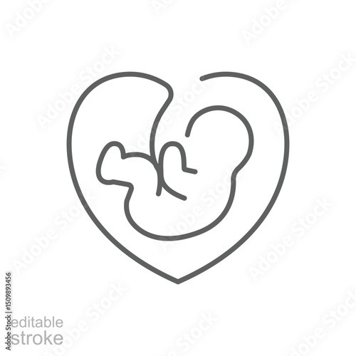 Pregnant line icon. Baby born, fetus symbol. Gynecology clinic logo, design element for hospital site.