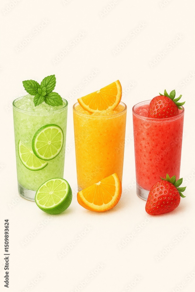 Futuristic Mocktail Poster with Neon Drinks and Cosmic Background Futuristic Mocktail Poster with Neon Drinks and Cosmic Background