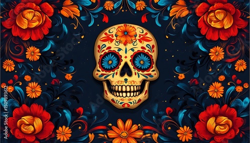 Colorful frame for Day of the Dead fest