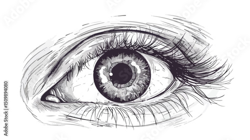 Hand-Drawn Healthy Human Eye: Detailed Vector Illustration for Medical, Ophthalmology, and Science  