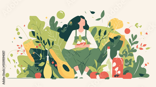 Vibrant Abstract Wellness: Healthy Lifestyle Vector Illustration. Perfect for blogs, websites, and  