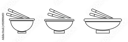 Soup Bowl with chopsticks outline icon. linear style sign for mobile concept and web design . pair chopsticks line icon