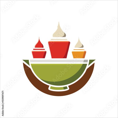 Bowl with sauces isolated silhouette logo vector illustration isolated on white background