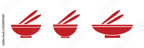 bowl with chopsticks icon over white background, silhouette style