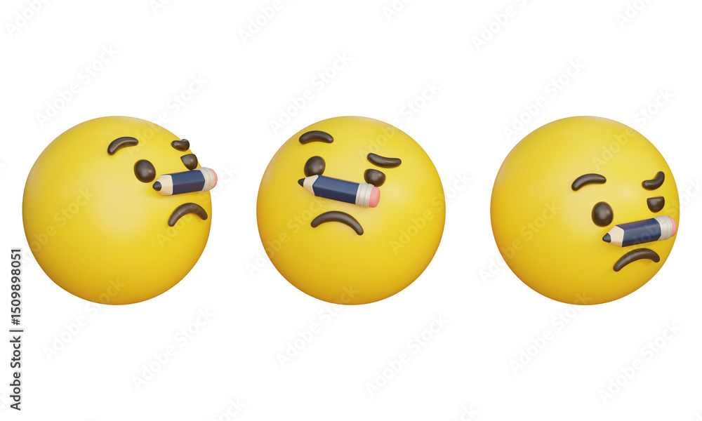 worried expression with a pencil on its nose Emoji 3D Icon worried expression with a pencil on its nose Emoji 3D Icon