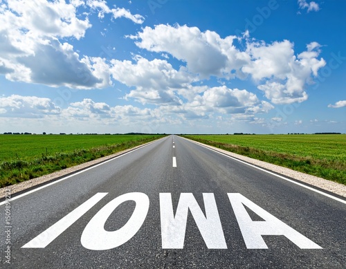 Wallpaper Mural Scenic iowa highway view under blue sky with cloud formations Torontodigital.ca