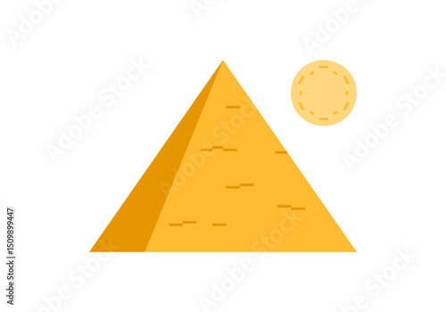 Pyramid egypt triangle with circle yellow sun icon flat vector design